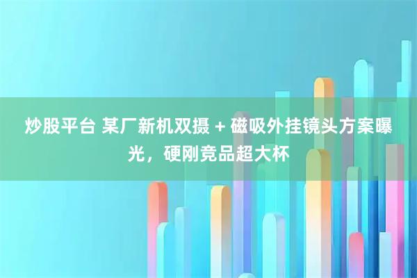 炒股平台 某厂新机双摄 + 磁吸外挂镜头方案曝光，硬刚竞品超大杯